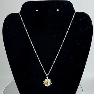 Sunflower Charm Necklace in Silver and Gold